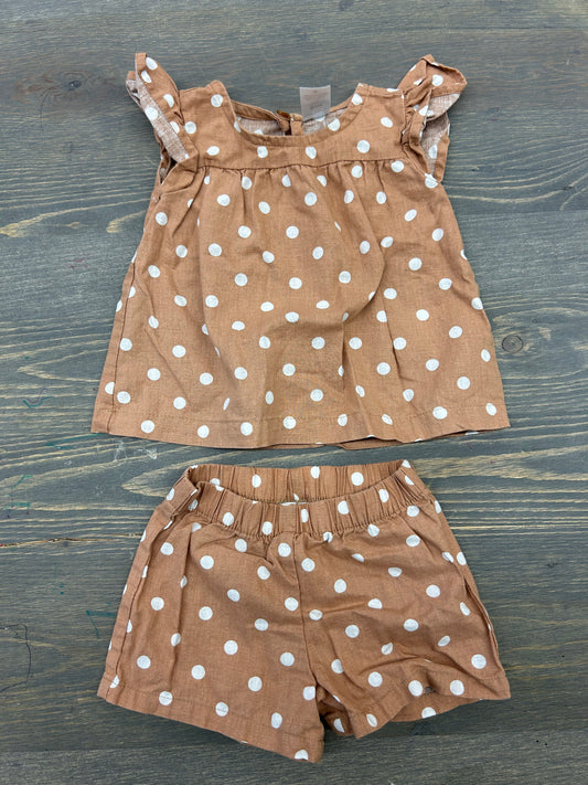 Carters 6m brown polka dot set