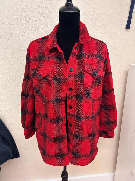 BC clothing co large red plaid Shacket