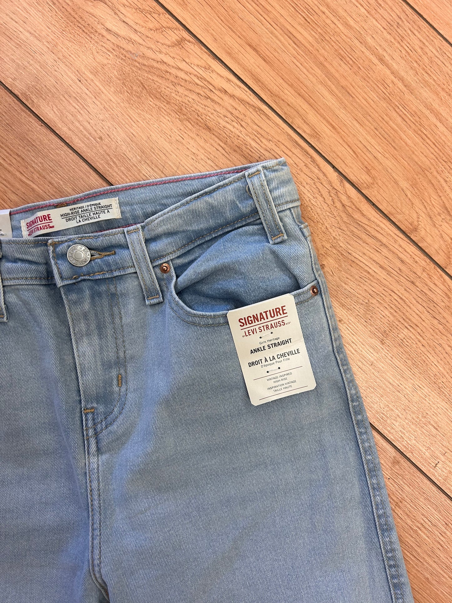 NEW Levi’s youth 18 light wash raw hem straight leg jeans