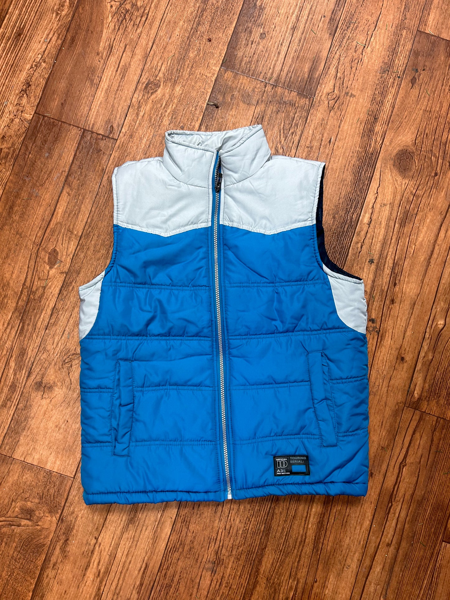 Burnside youth large blue & grey puffer vest