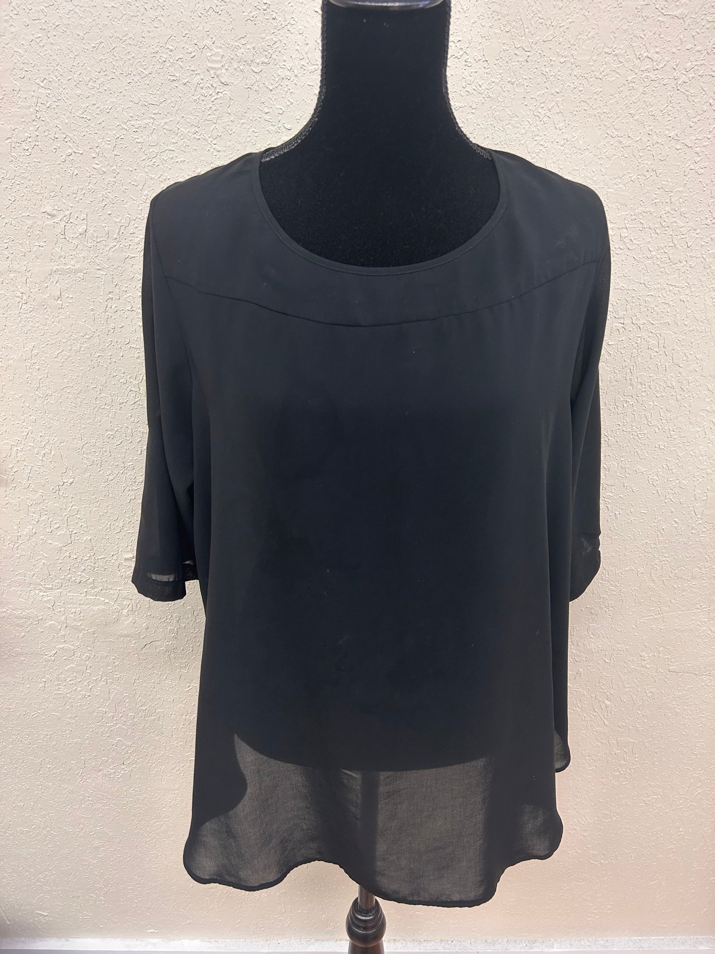 Alfred sung xl black sheer long sleeve top