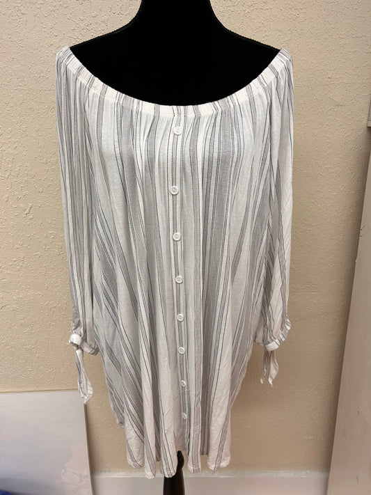 Lily Morgan 3x white & grey striped off the shoulder blouse