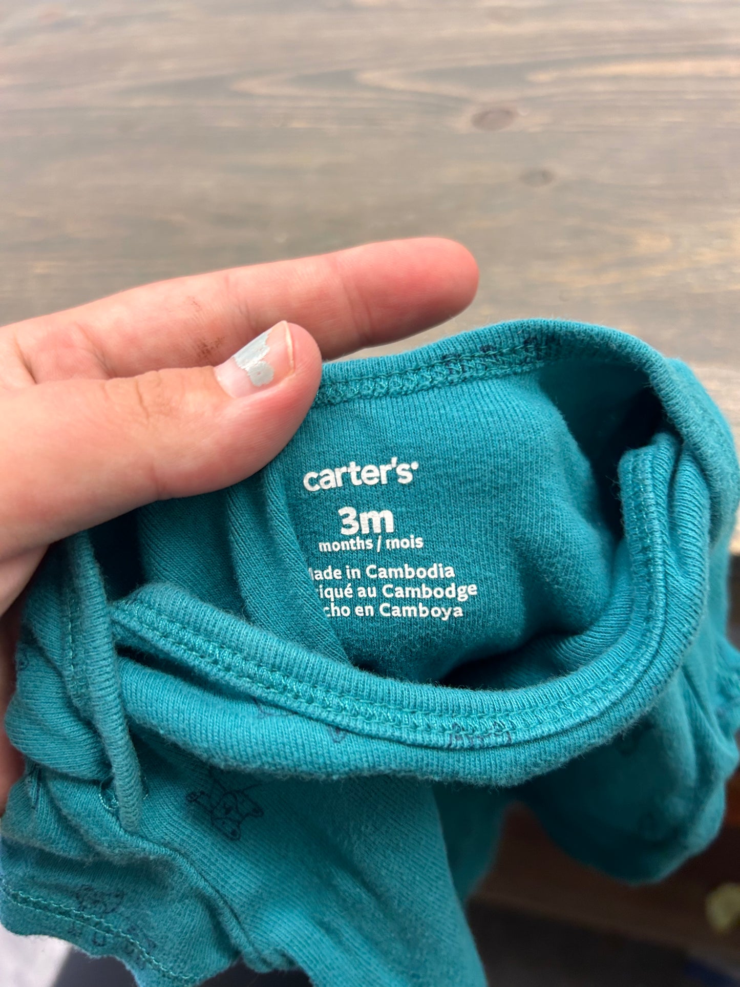 Carters 3m teal dog onesie