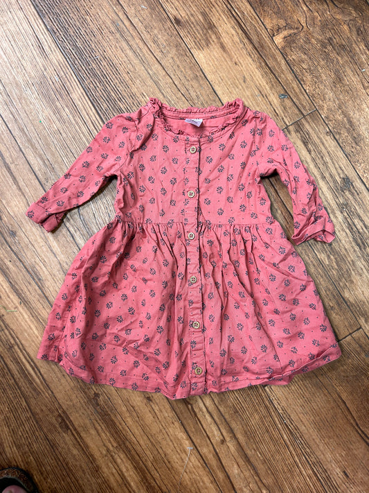 Carters 12m pink floral long sleeved dress