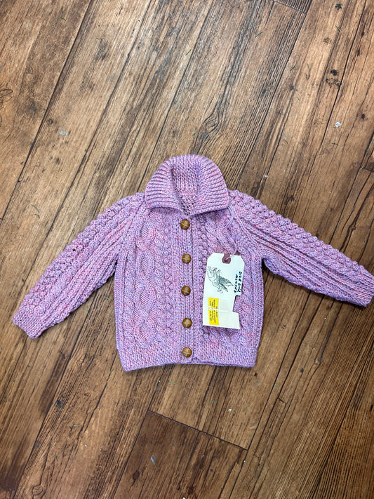 NEW handmade 6/12m pink knit cardigan