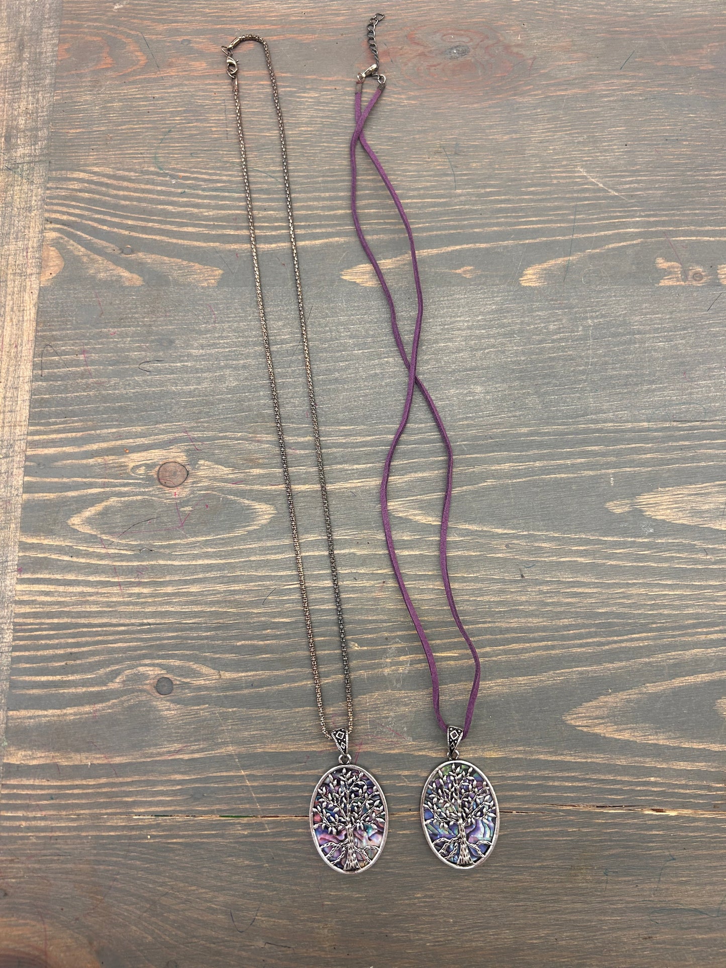 Purple tree pendant necklace