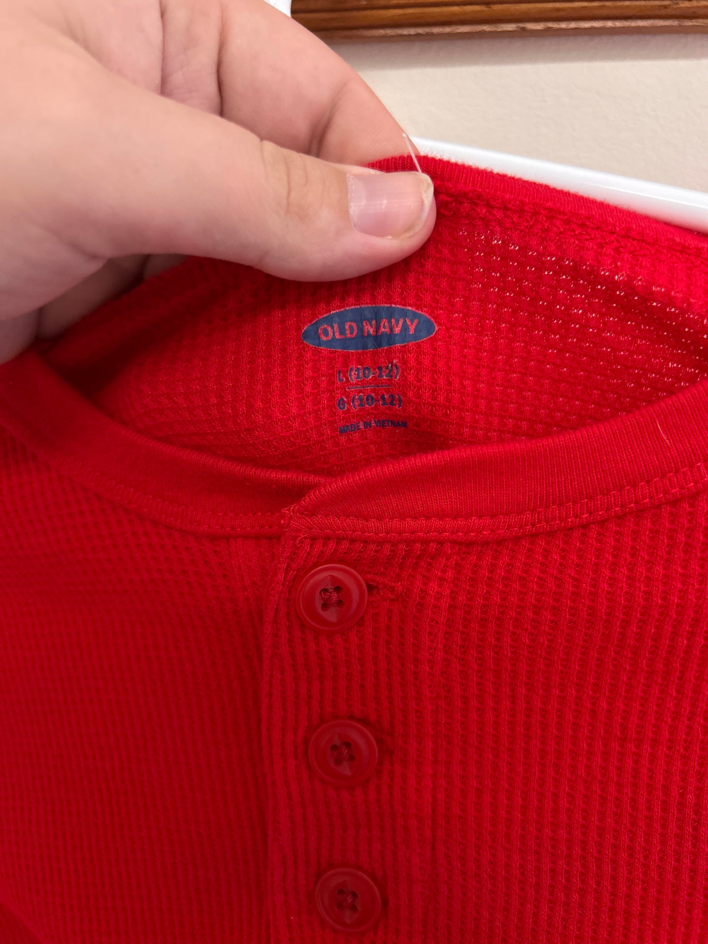 Old navy 10/12 red waffle knit long sleeve shirt