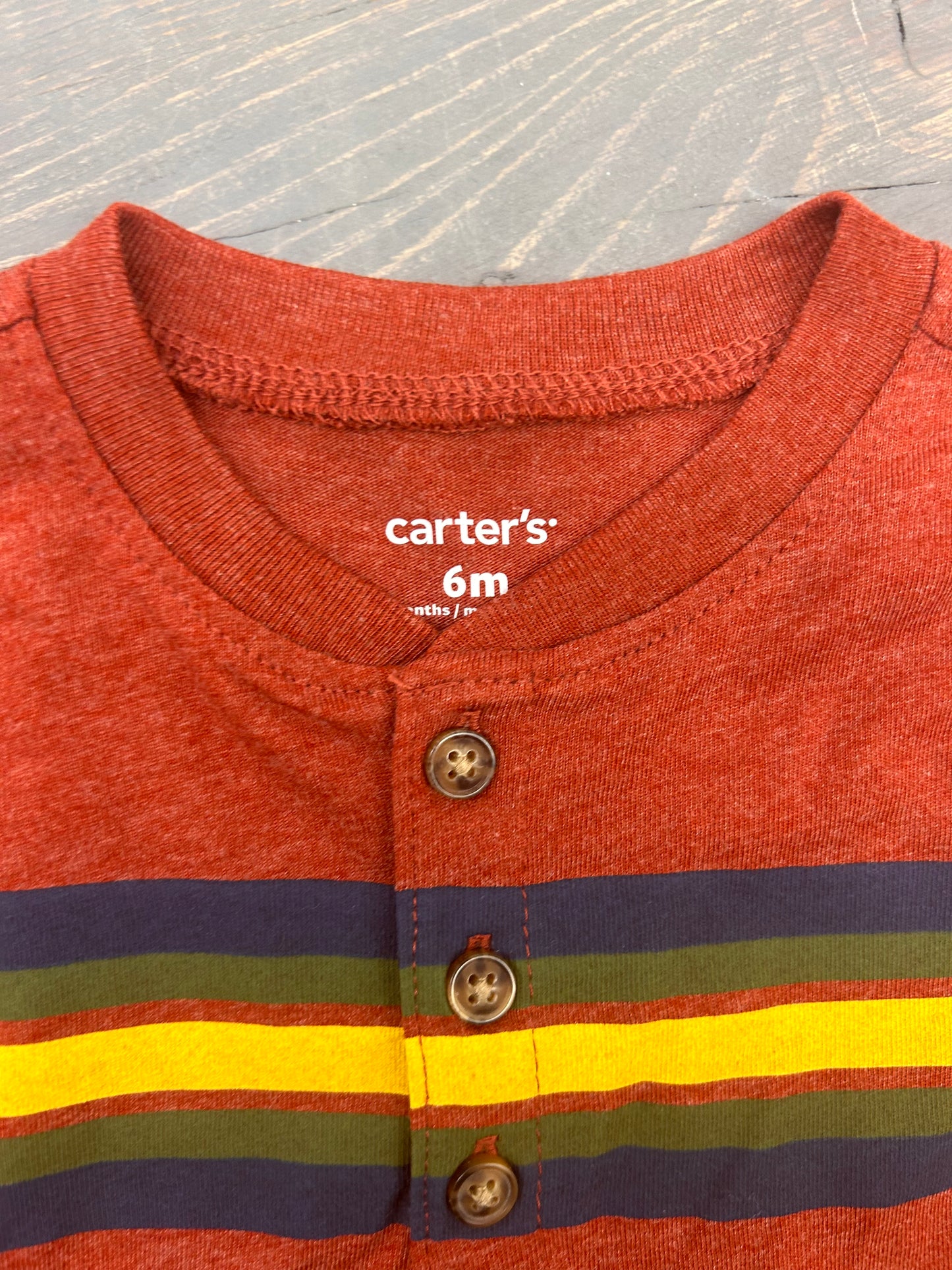 NEW carters 6m orange striped long sleeve shirt