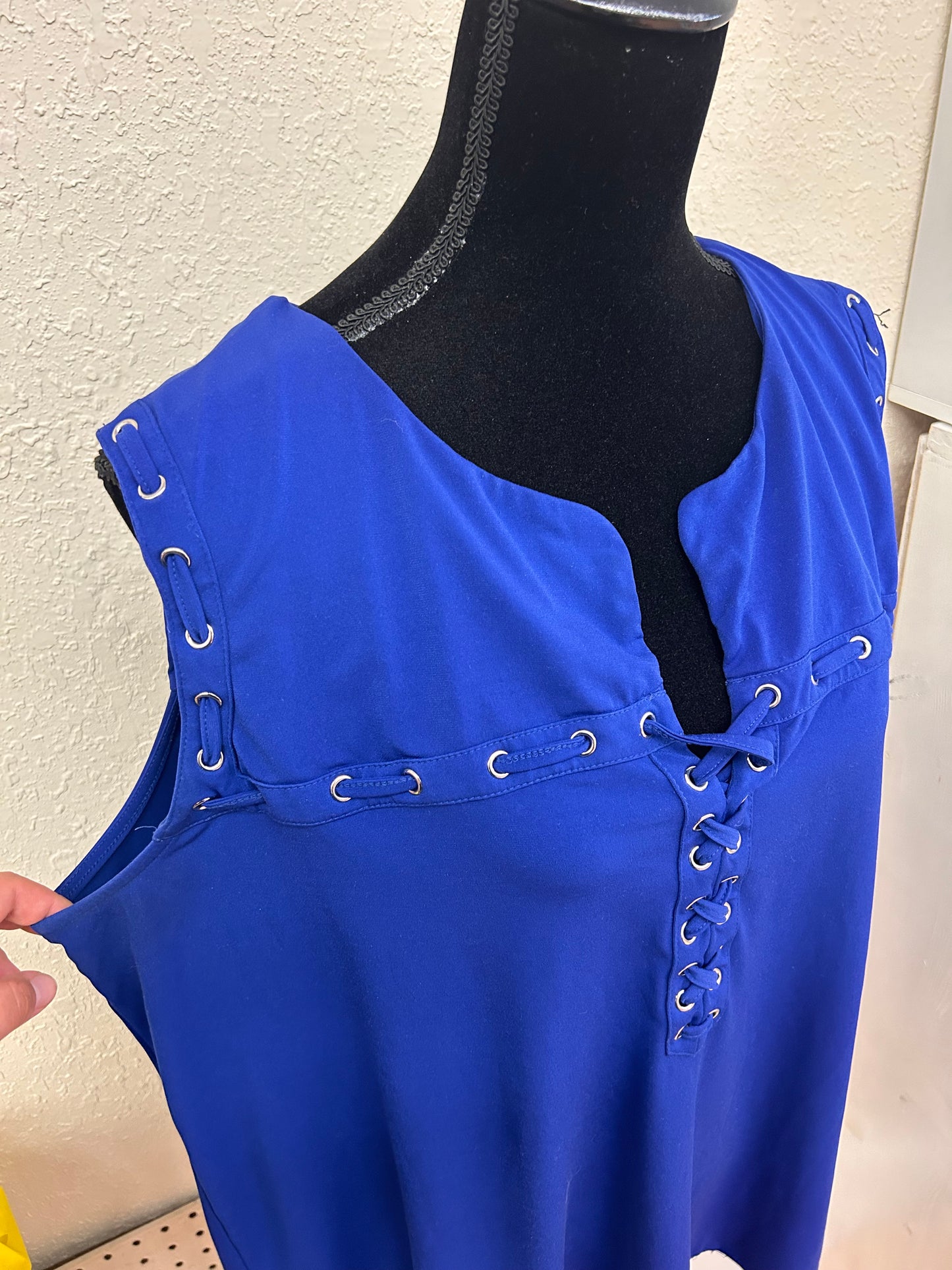 Nygard xl blue lace up tank blouse