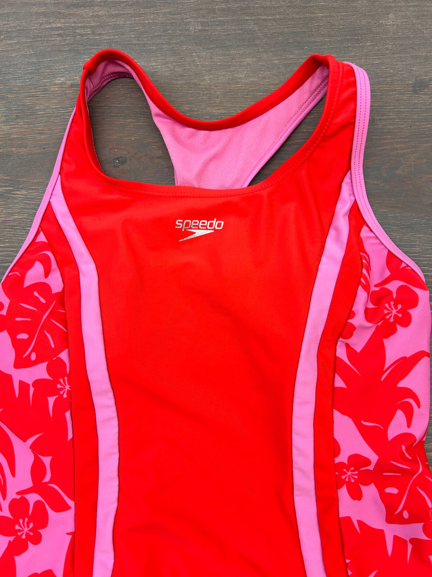 Speedo youth 12 pink & red swimsuit