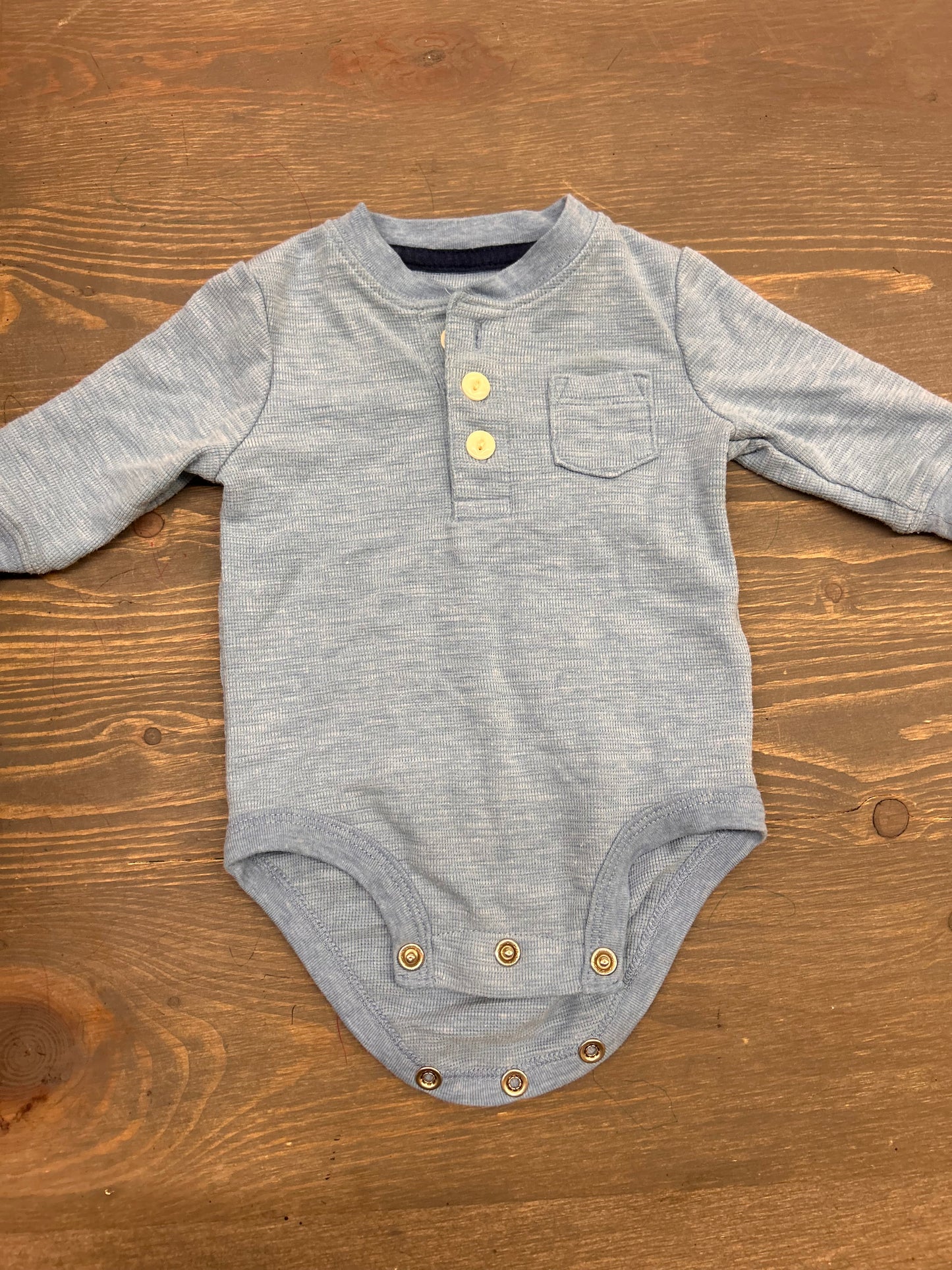 Oshkosh 3m blue long sleeve onesie