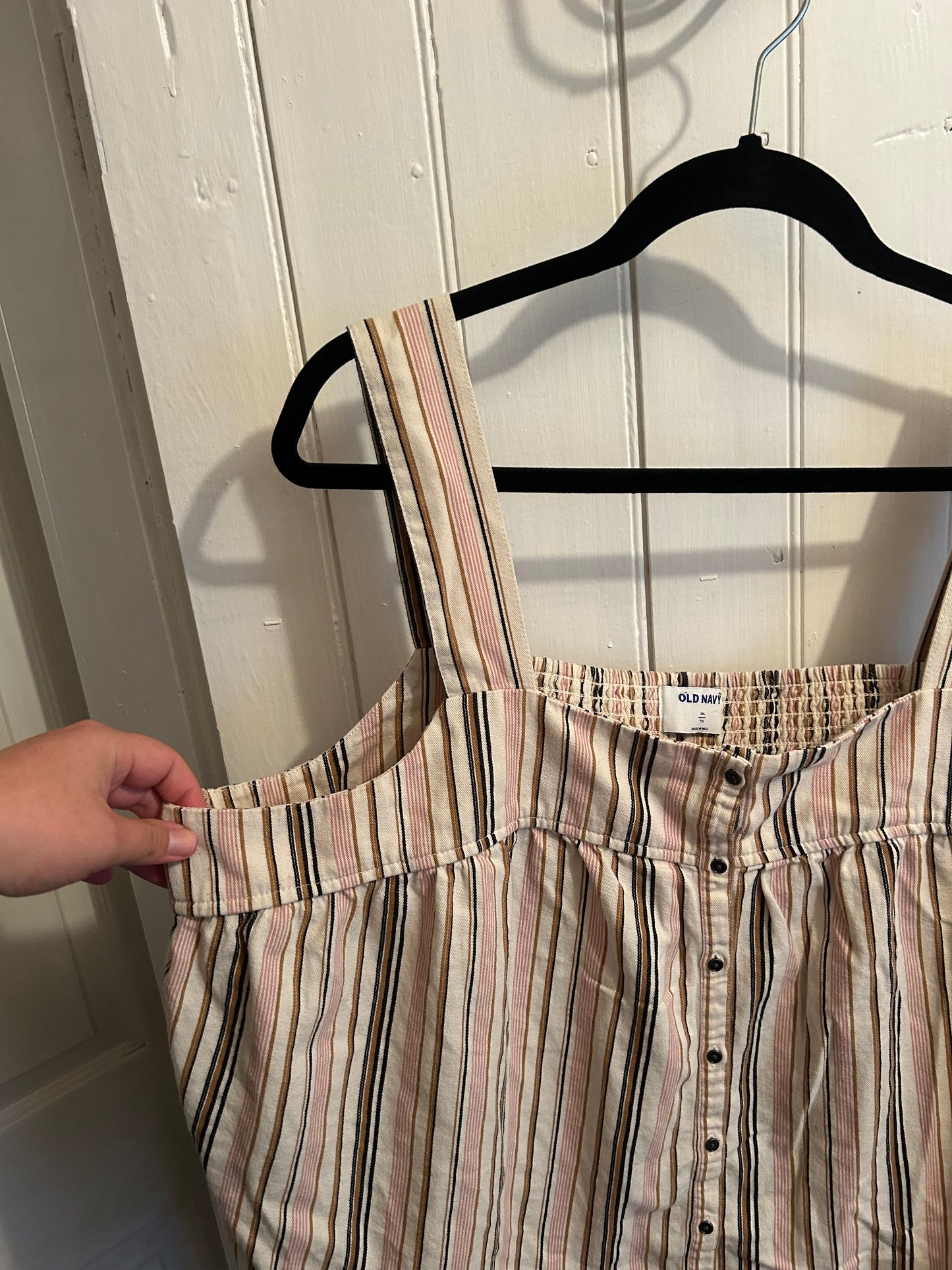 Old navy Xxl tan & pink striped tank blouse