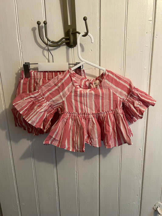 BR 12/18m pink striped flare set