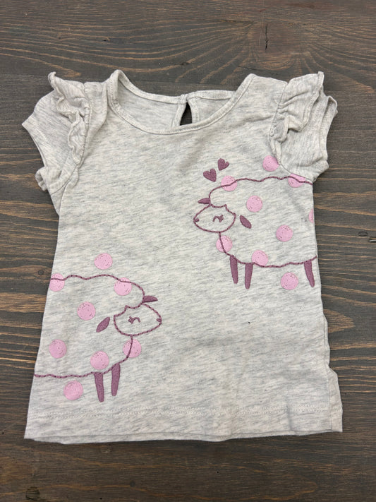 Carters 6/9m grey & purple embroidered sheep tshirt