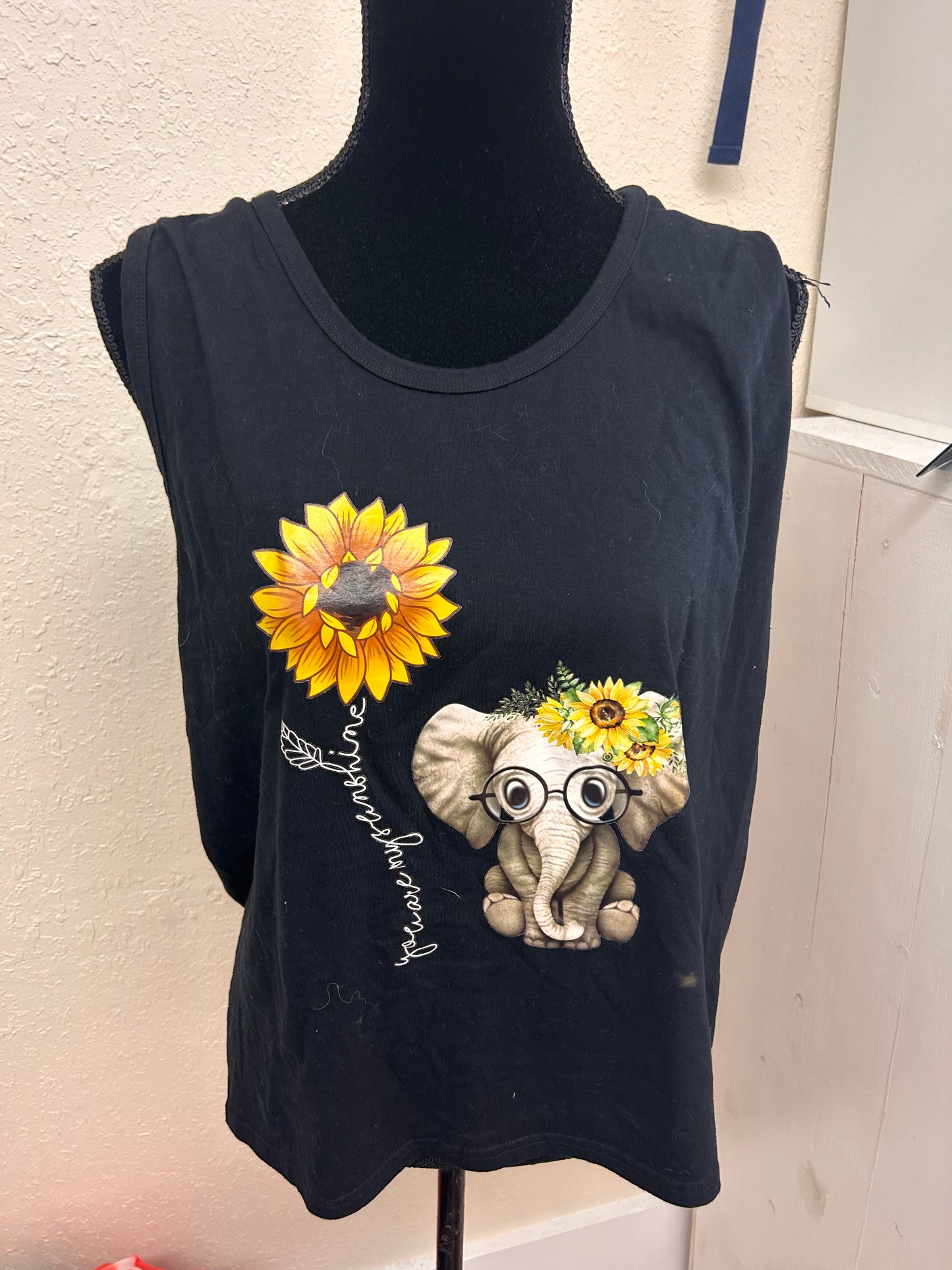 2x sunflower elephant tank top