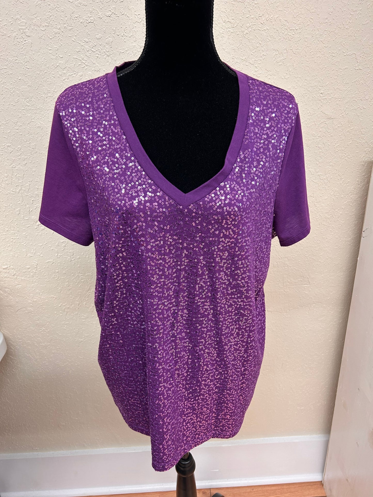 Addition Elle 2x purple sequin T-shirt