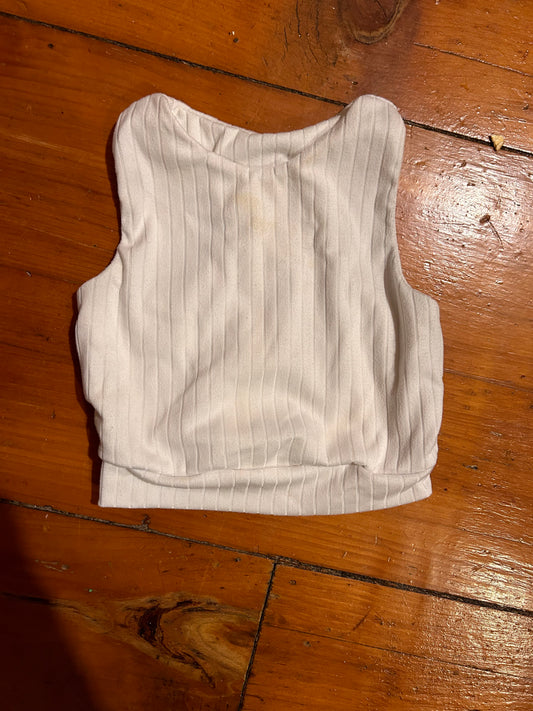 Small shop handmade 2t white ribbed cropped top