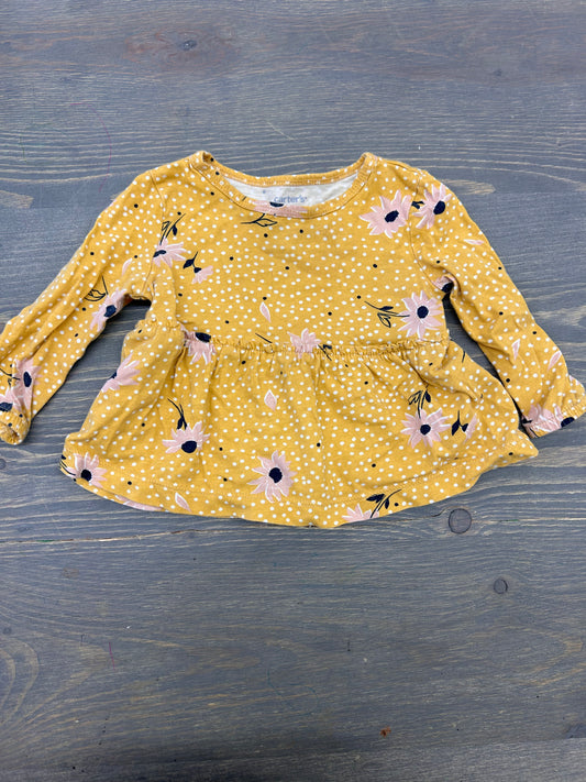 Carters 6m yellow polka dot floral peplum top