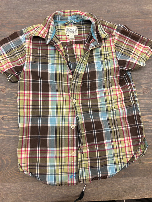 Old navy 5/6 brown, blue & green flannel