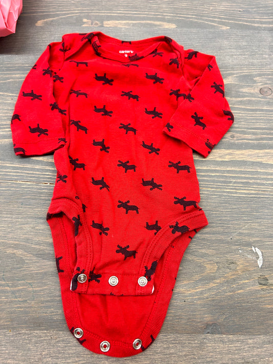 Carters 3m red moose onesie