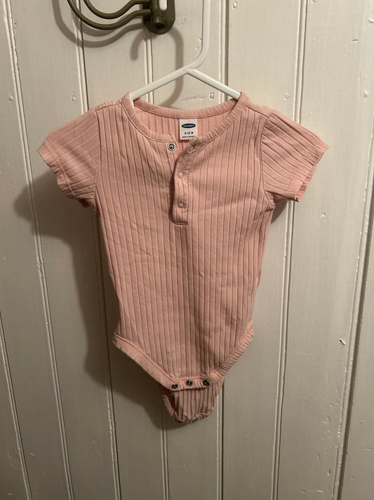 Old navy 6/12m pink ribbed onesie