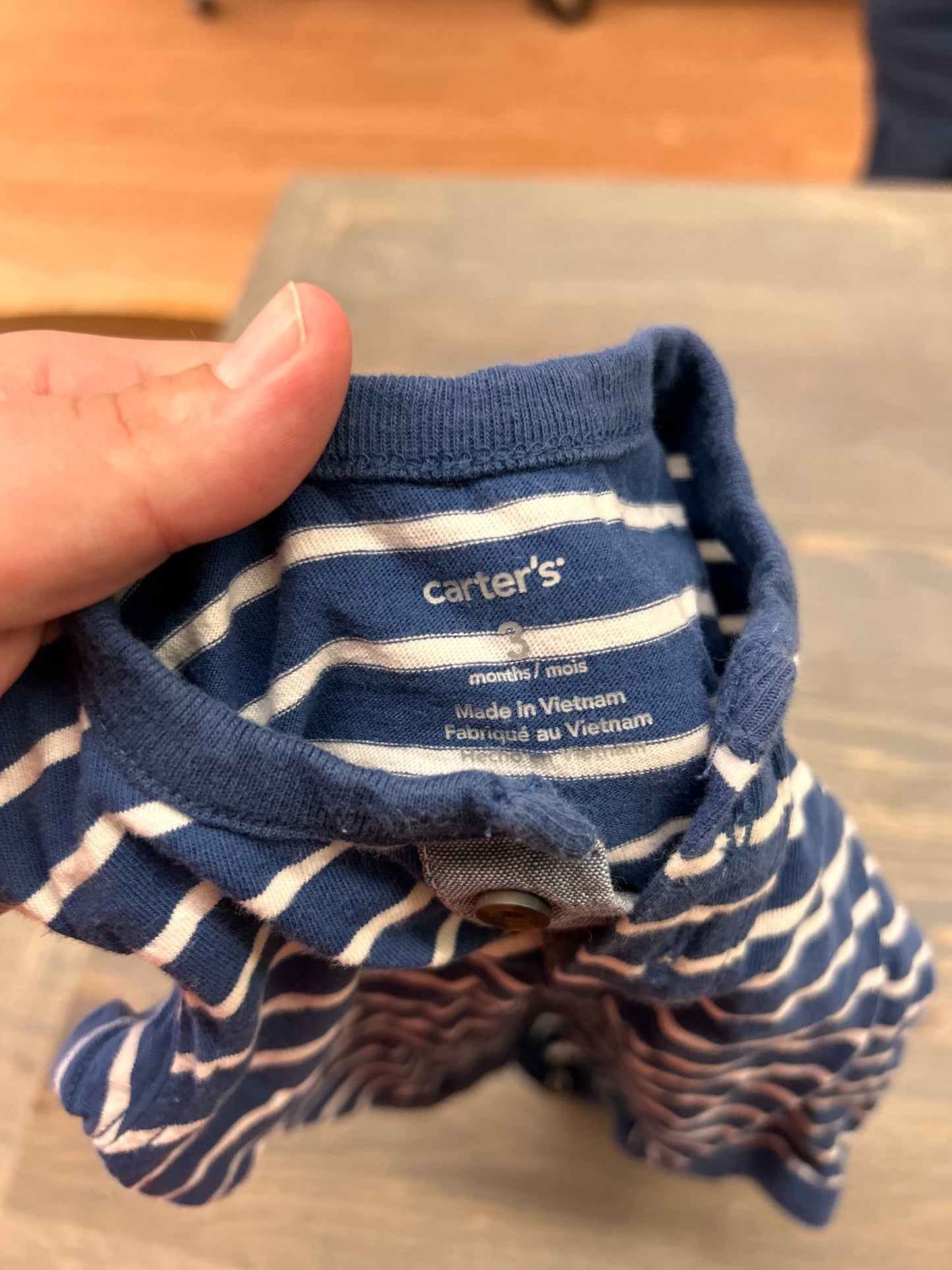 Carters 3m blue striped onesie