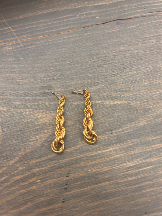 Gold twist dangle Earrings