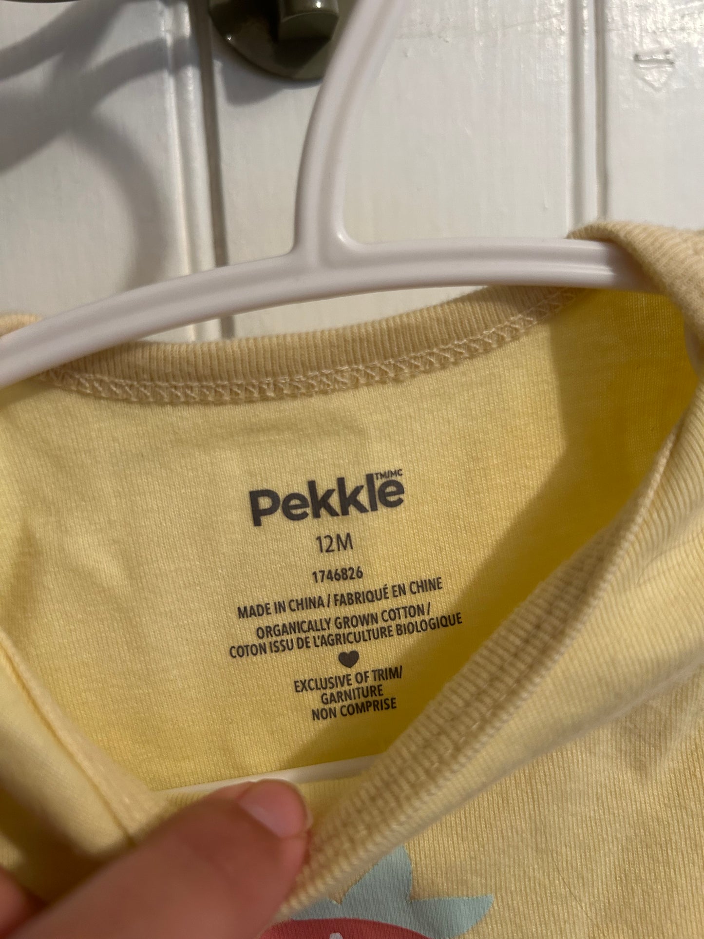 Pekkle 12m yellow strawberry onesie