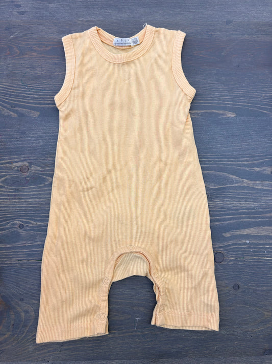 Basics 12/18m yellow ribbed romper