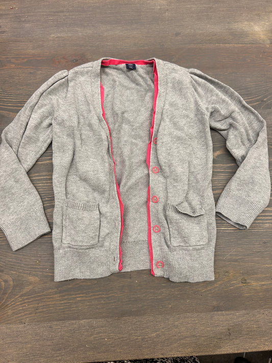 Gap 5t grey knit cardigan with pink trim