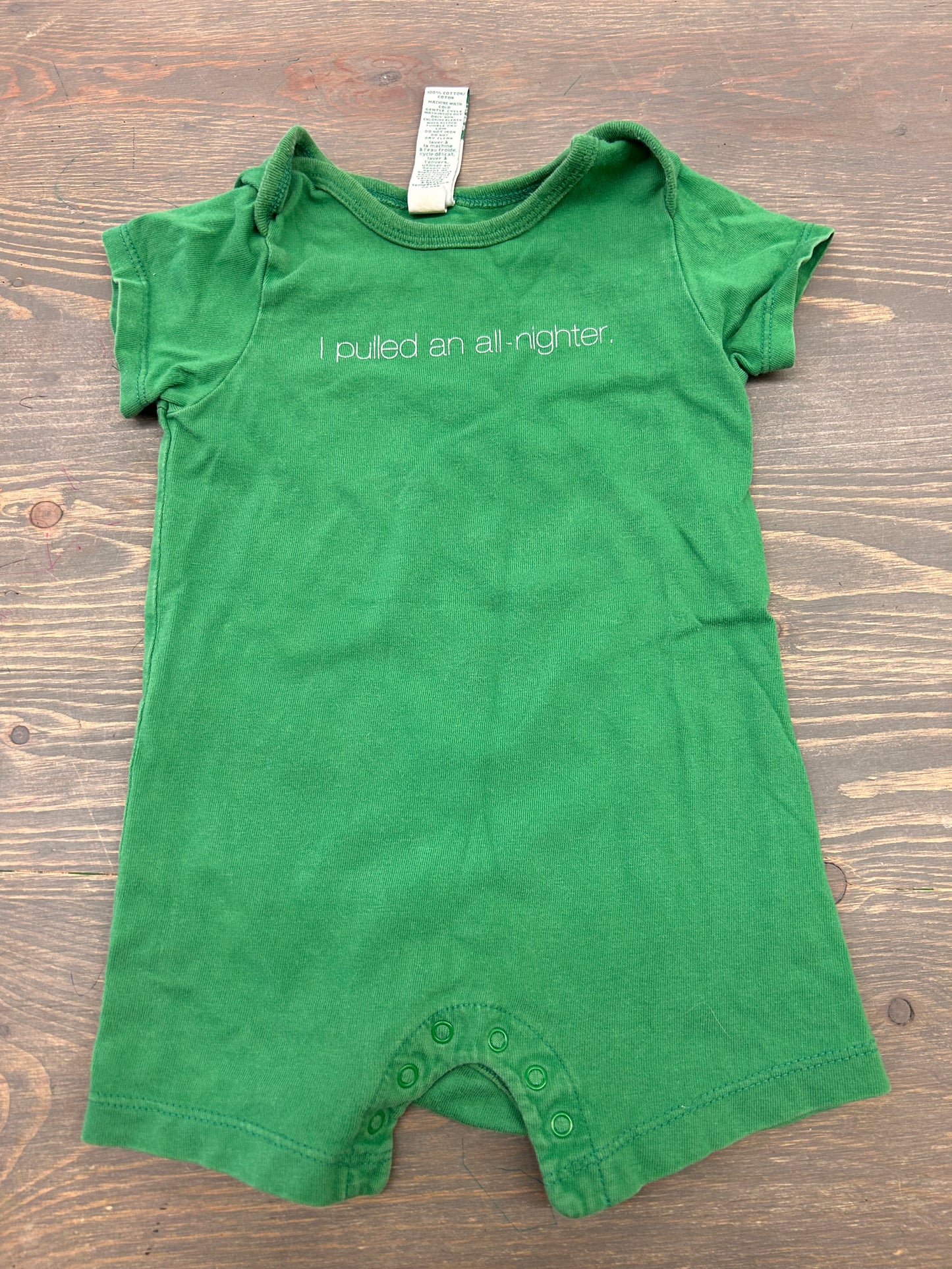 Old navy 6/12m green all nighter romper