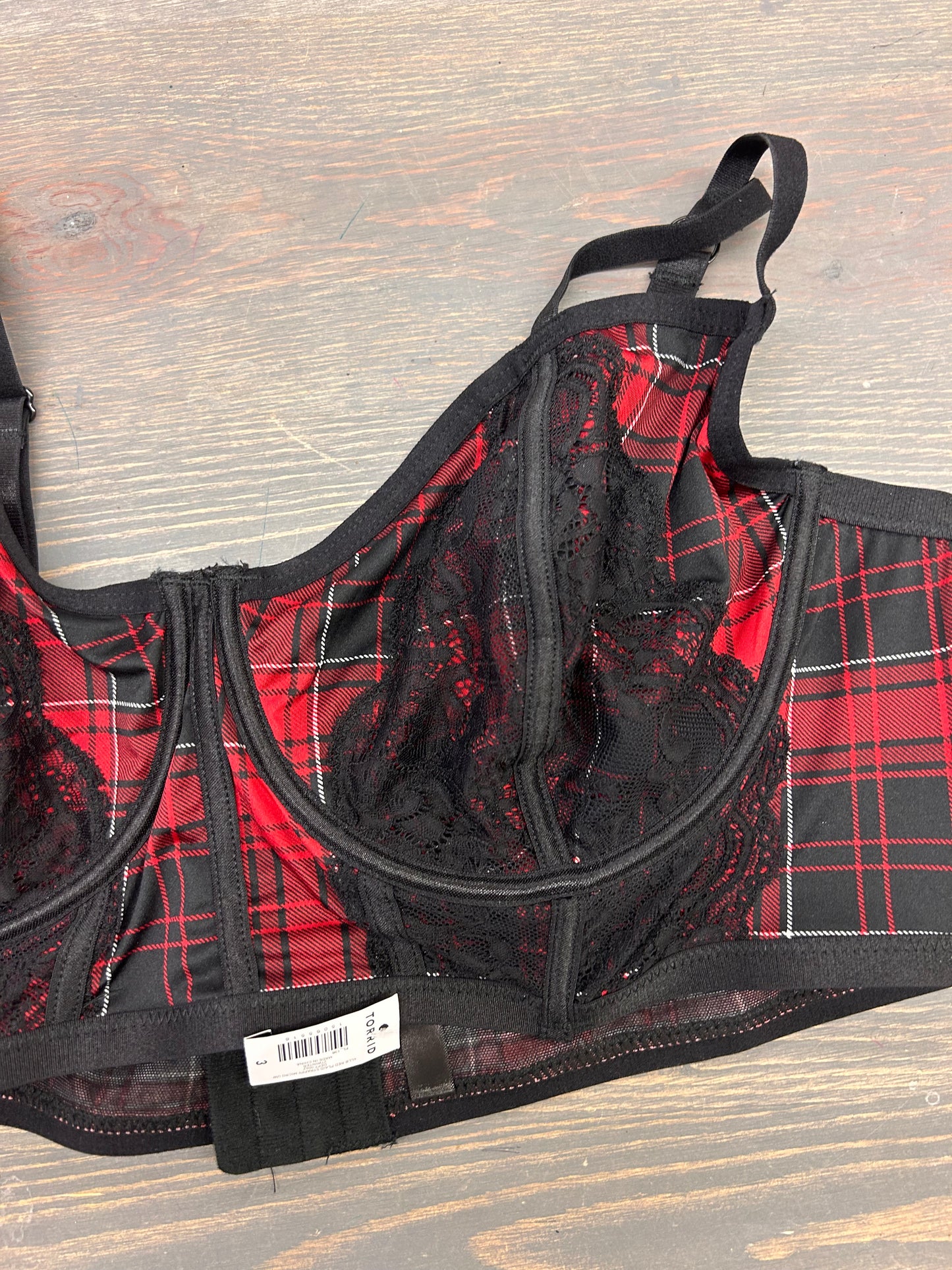 NEW torrid 3x red lace plaid bra