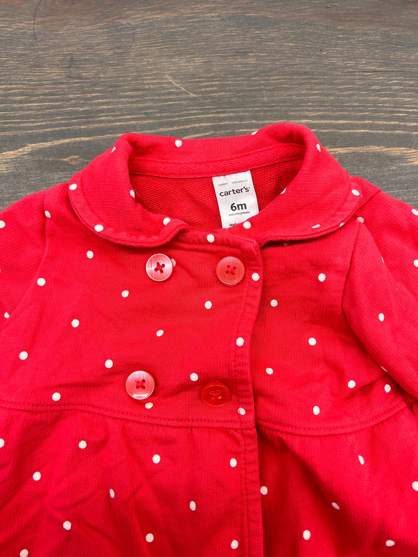 Carters 6m pink polka dot cardigan