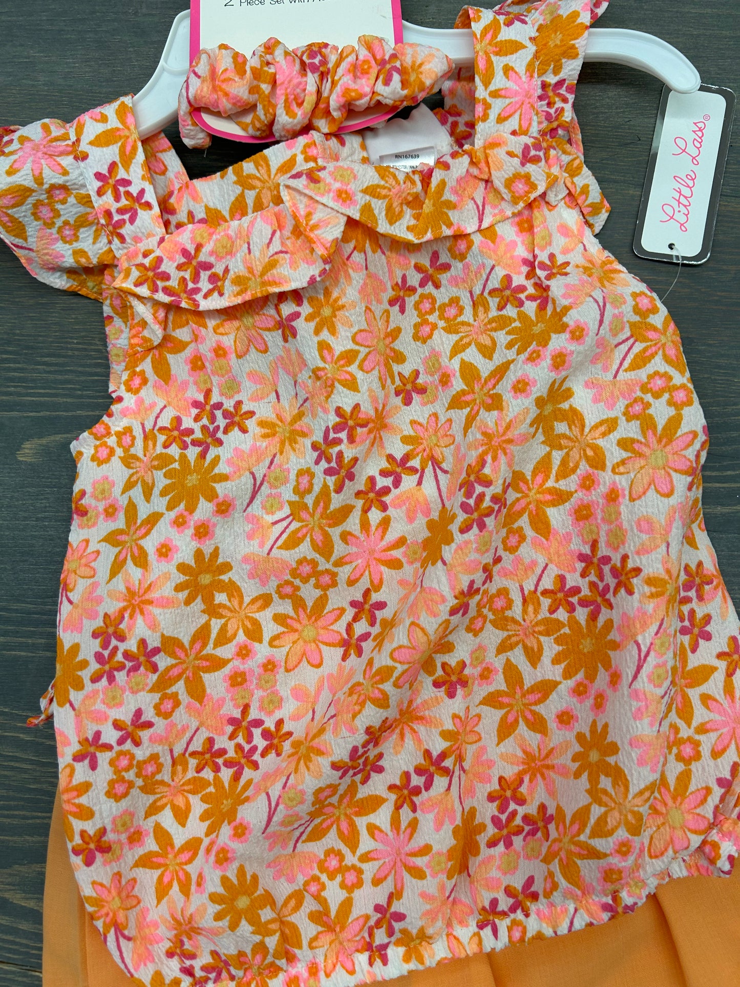 NEW little lass 6 pink & orange floral set