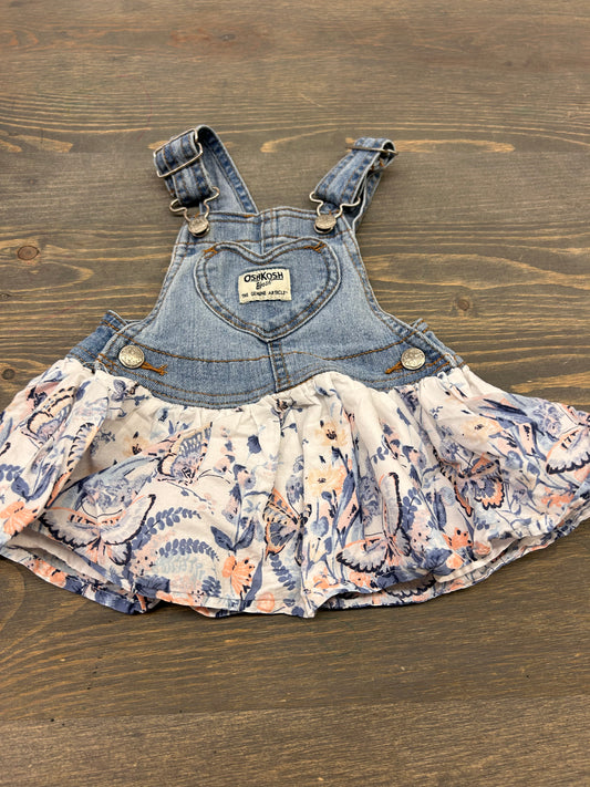 Oshkosh 6m floral skirted overalls