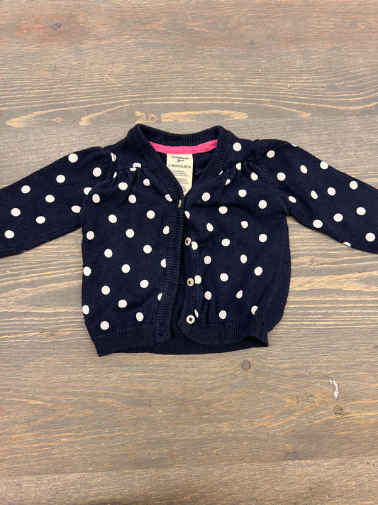 Oshkosh 6m navy polka dot cardigan