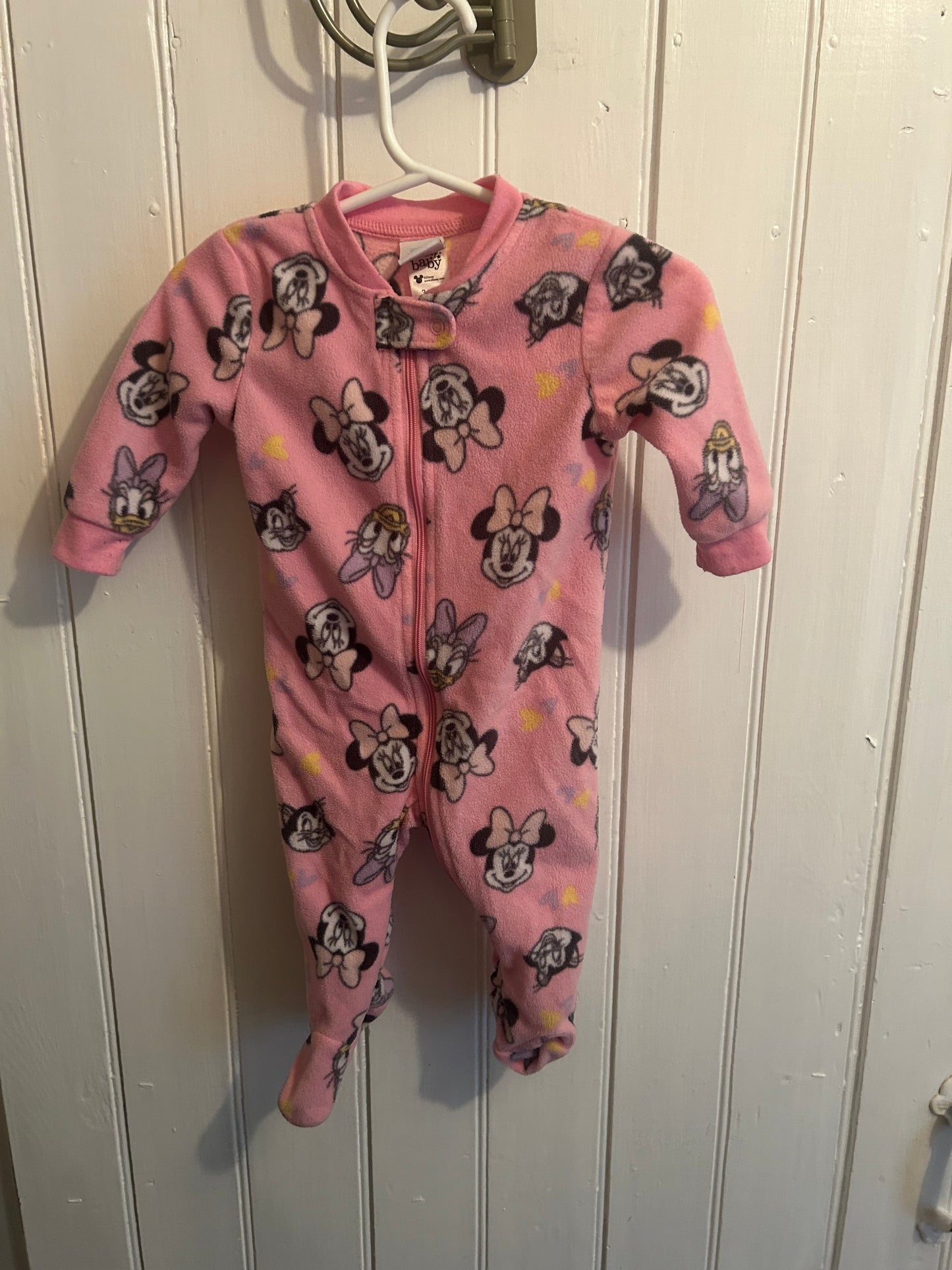 Disney pink Minnie Mouse fleece zip up sleeper