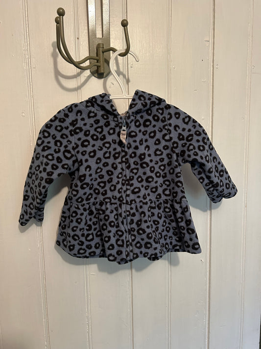 Carters 6m blue cheetah peplum hoodie