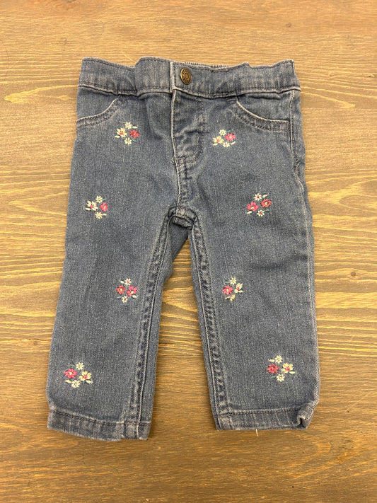 Carters 6m pink floral embroidered jeans