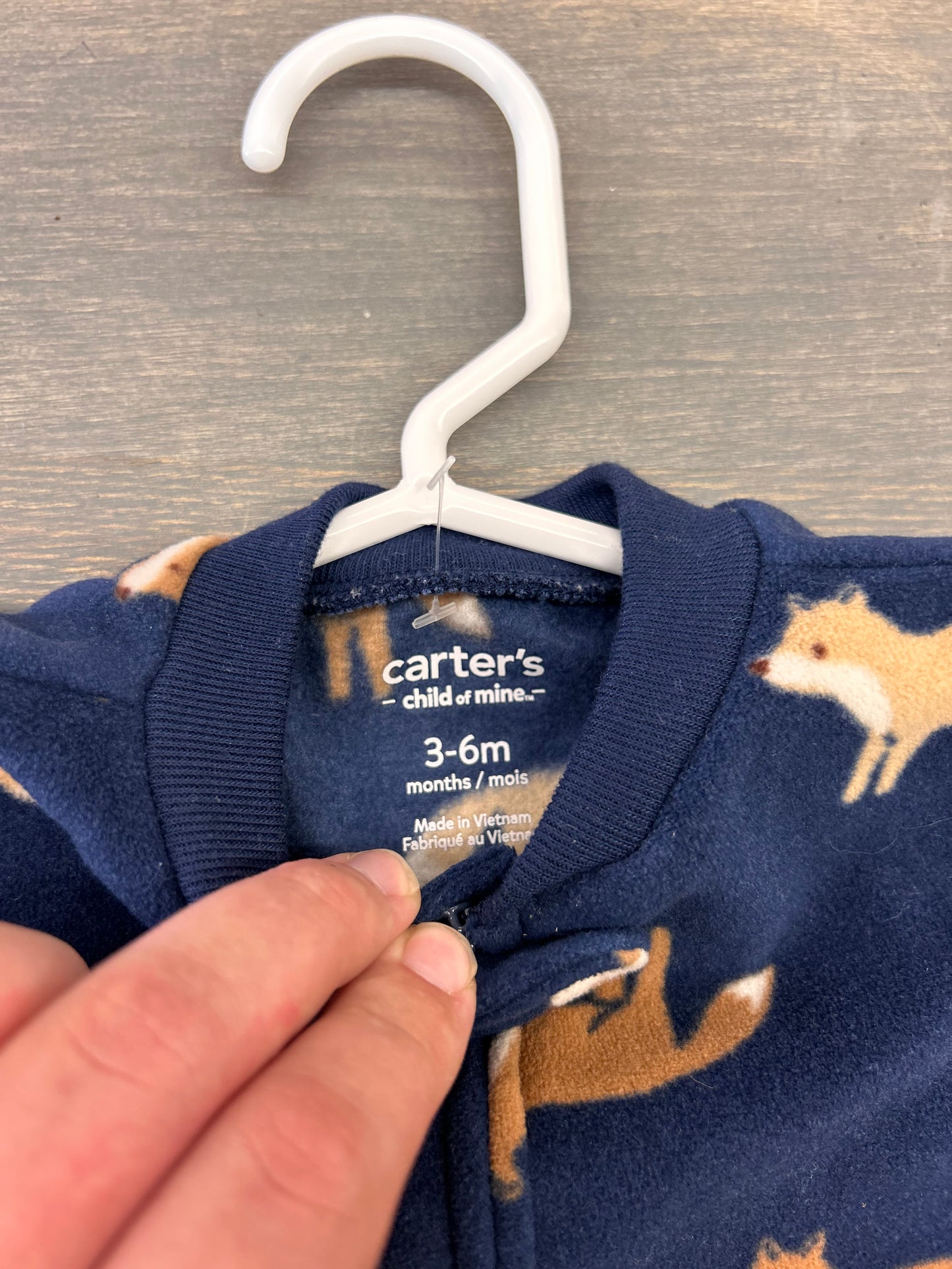 Carters 3/6m blue fox sleeper