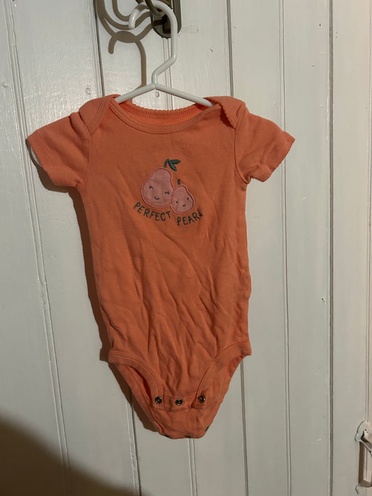 Carters 6/9m orange pear onesie