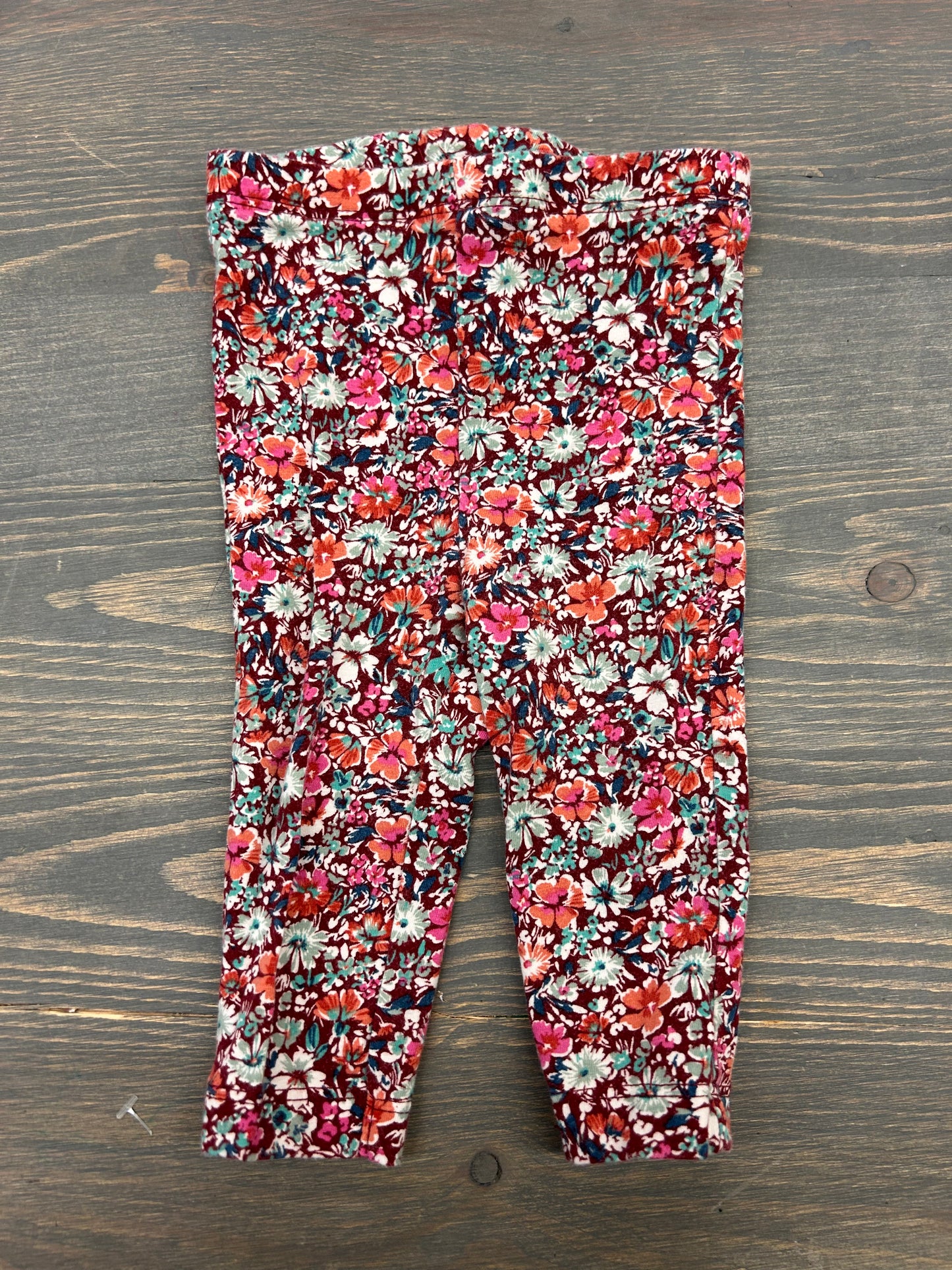 Carters 6m burgundy floral leggings