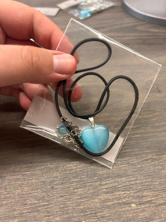 Blue heart gemstone necklace