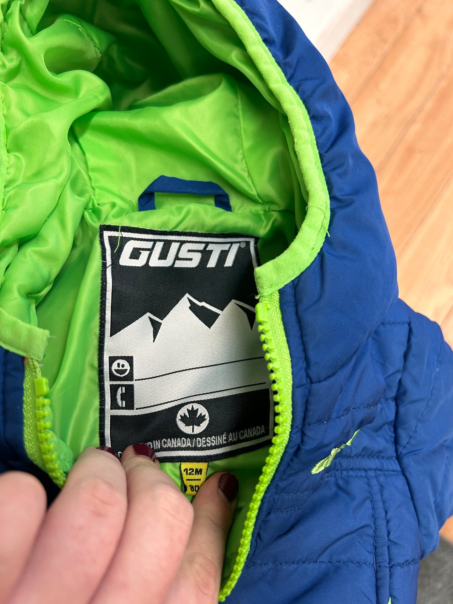 Gusti 12m blue & green puffer jacket