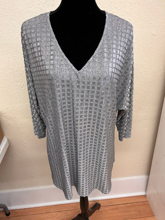 Nygard 2x grey square-print blouse