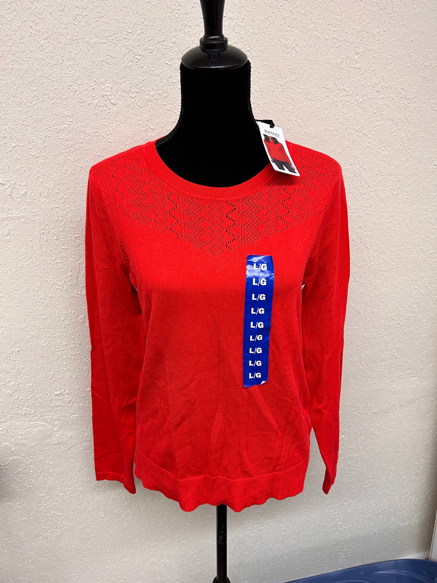 NEW David bitton large red knit long sleeve