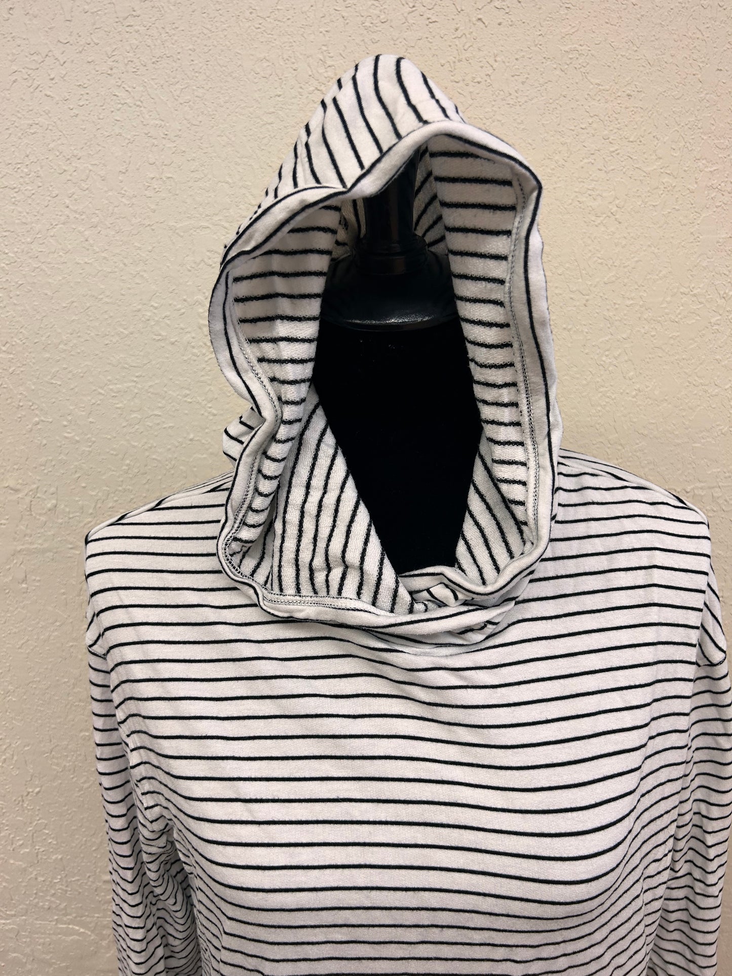 Daily ritual large black & white striped hoodie