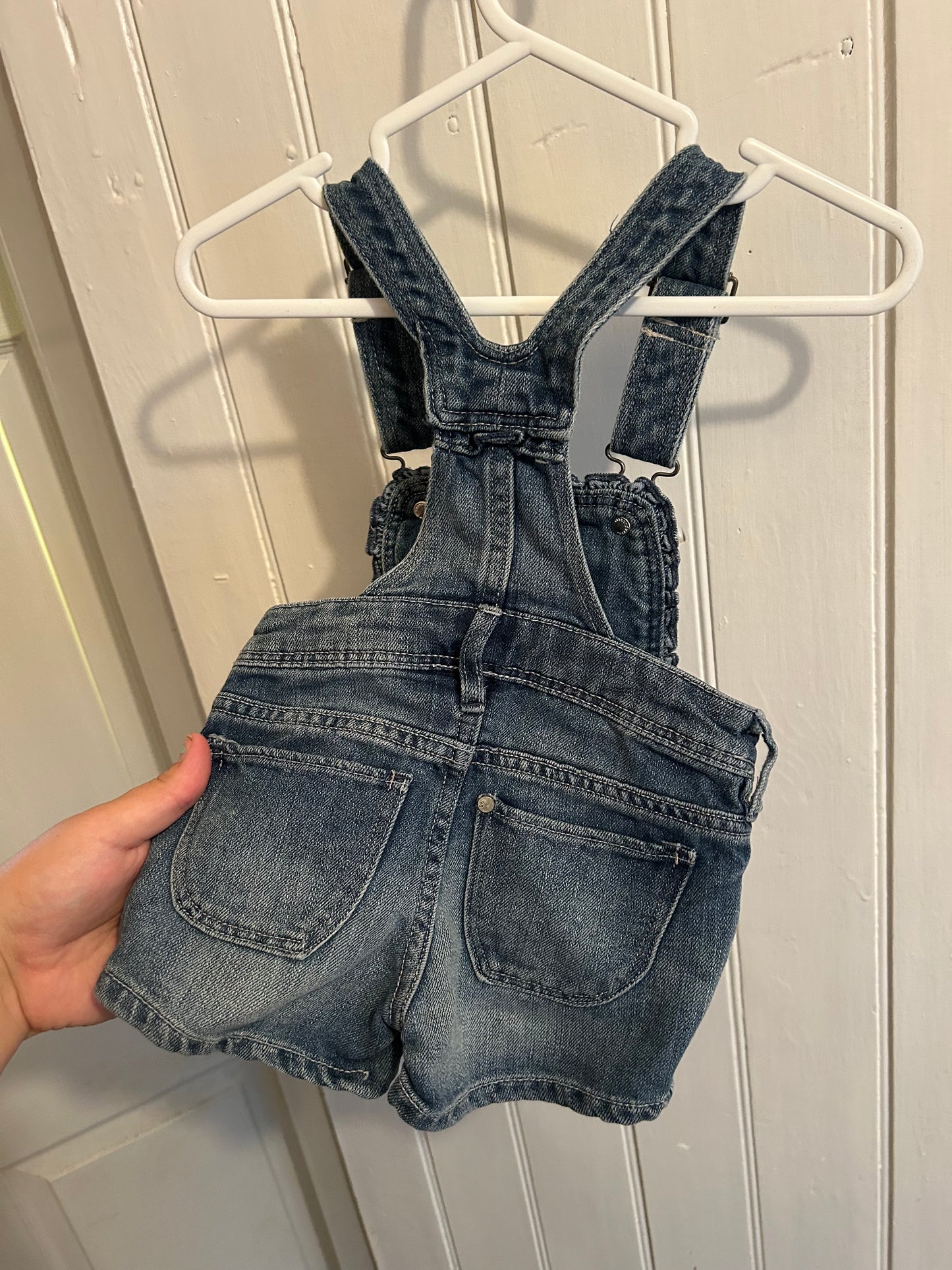 H&M 18/24m medium wash heart denim overalls