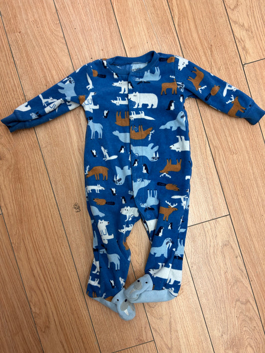 Carters 9m blue animal fleece sleeper