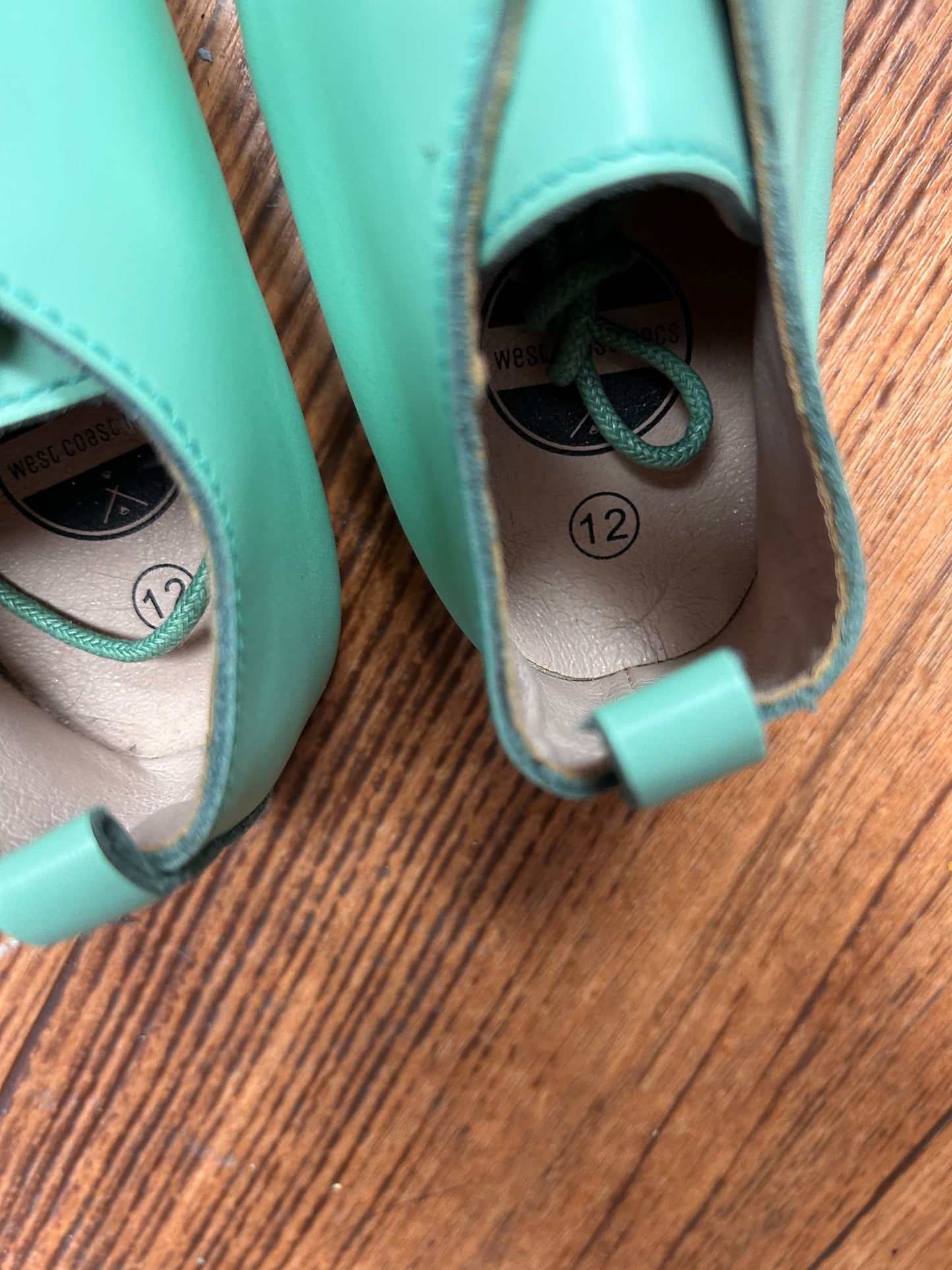 NEW West coast moccasins 12 teal leather sneakers